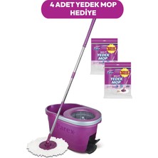 Premini Pratik ve Temizliğe Uygun Pedallı Otomatik Temizlik Seti ve 4'lü Yedek Mop