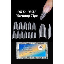 Easy Beauty Protez Tırnak 500'LÜ Jel Orta Oval Yarım Ay Tips Yarımay