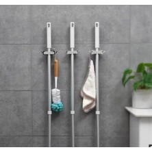 Woodhub 3'lü Paspas, Süpürge ve Fırça Tutucu, Mutfak ve Banyo Askısı