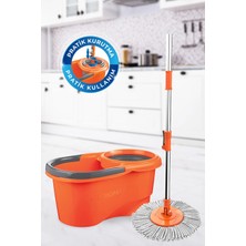 Woodhub Focus Otomatik Temizlik Seti Döner Sıkmalı Mikrofiber Paspas Kova Mop