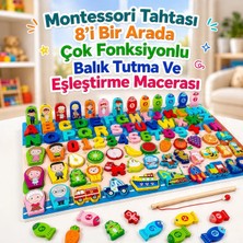 Circle Toys 8'i Bir Arada Çok Fonksiyonlu Logaritmik Montessori Tahtası - Balık Tutma ve Eşleştirme Macerası