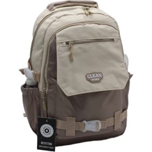 Bevitton Çok Bölmeli Bej-Vizon Okul Sırt Çantası Unisex Okul Çantası 26011