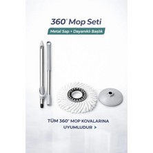 Premini Çevre Dostu 360° Metal Saplı Püsküllü Mop Seti, Kolay Temizlik