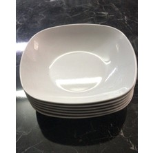 Empressco Set 6 Melamin Kare 21CM Çukur Tabak, Şık ve Dayanıklı Mutfak Gereçleri
