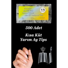 Easy Beauty Protez Tırnak 500 Adet Jel Destekli Kısa Küt Yarım Ay Tips Özel Saklama Kutusunda