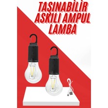 Karahanbey Şarjlı Aydınlatma Ampul Tasarımlı Ambians Işık Askılı Kamp Lambası -