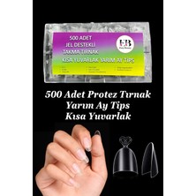 Easy Beauty Protez Tırnak 500'LÜ Jel Kısa Yuvarlak Yarım Ay Tips Yarımay