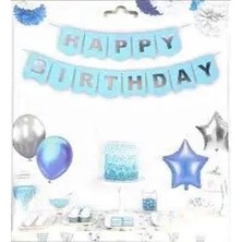 Partyy Bag Mavi Gümüş Doğum Günü Süsü Iyi Ki Doğdun Yazı Banner