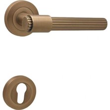 Koldoor Erva Handles ZK79 Mat Antik Sarı Rozetli Yale Çelik Kapı Kolu Sol Basar Tek Yön