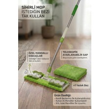 Premini Tak Kullan Mandallı Mop, Teleskopik Sap ve Yedek Bez Hediye