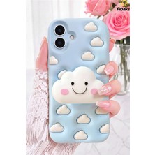 Fibaks iPhone 16 Kılıf Pop Soketli 3D Blut Standlı Silikon Telefon Kılıfı Tutuş Desteği Stand Özelliği