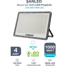ŞANLED 1000W 50.000 Lümen 6500K Beyaz Işık Smd LED Projektör 4 Adet