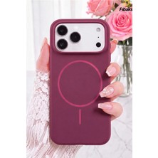 Fibaks Soft Mag iPhone 17 Pro Kılıf Magshield Soft Magsafe Uyumlu Lansman Silikon Telefon Kılıfı Kadife Dokunuş Premium Koruma Bordo