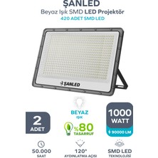 ŞANLED 1000W 50.000 Lümen 6500K Beyaz Işık Smd LED Projektör 2 Adet