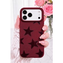 Fibaks iPhone 17 Pro Max Kılıf Bordo Yıldız Star Desenli Silikon Darbe Emici Klasik Silikon Kapak
