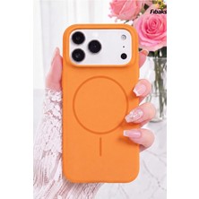 Fibaks Soft Mag iPhone 17 Pro Max Kılıf Magshield Soft Magsafe Uyumlu Lansman Silikon Telefon Kılıfı Kadife Dokunuş Premium Koruma Tucuncu