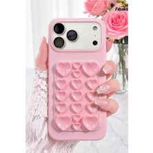 Fibaks iPhone 17 Pro Max Kılıf Kendinden Vakumlu Kalp Desenli Soft Silikon Telefon Kılıfı – Güçlü Tutuş & Estetik Tasarım Rose