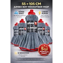 Premini 5 Adet Mikrofiber Süper Emici Mop Ucu 55X105 cm Gri, Dalga Izsiz, Dayanıklı