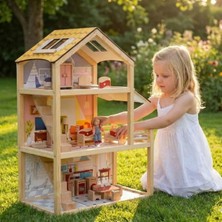 Empressco Ahşap Oyun Evi 3 Katlı Eşyalı ve 3 Adet Insan Figürlü Montessori Çocuk Bebek Evi - Fiyatı, Yorumları