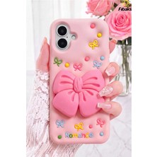Fibaks iPhone 17 Kılıf Ribbongrip Pop Soketli 3D Fiyonk Standlı Silikon Telefon Kılıfı Tutuş Desteği Stand Özelliği
