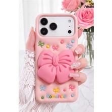 Fibaks iPhone 17 Pro Max/18 Pro Max Kılıf Ribbongrip Pop Soketli 3D Fiyonk Standlı Silikon Telefon Kılıfı Tutuş Desteği Stand Özelliği
