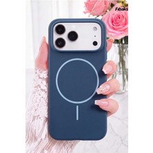 Fibaks Soft Mag iPhone 17 Pro Kılıf Magshield Soft Magsafe Uyumlu Lansman Silikon Telefon Kılıfı Kadife Dokunuş Premium Koruma Lacivert