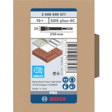 3k Sakarya Avm 10X Pro Sds Plus-4c Düz Keski Seti (Beton, Tuğla, Ø Mm, Professional Aksesuar Kırıcı Delici, Kırıcılar)