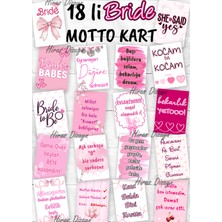 Hiras Dizayn 18'li Bekarlığa Veda Partisi Motto Kartları Seti Bride To Be Gelin Nedime Eğlenceli Fotoğraf Çekim Hatıra Kartı - Pembe ve Siyah Renk Seçenekli