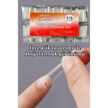 Easy Beauty Protez Tırnak 500 Adet Jel Destekli Uzun Küt Yarım Ay Tips Özel Saklama Kutusunda