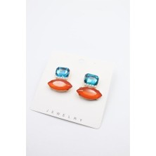Öfi Taşlı Küpe - Turuncu