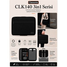 Classone 3in1 Serisi CLK140 13,14 Inch Uyumlu Tablet Laptop El ve Omuz Çantası Siyah
