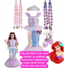 Deniz Kızı Kostüm Elbise Abiye Deniz Kızı Topuklu Ayakkabı Deniz Kızı Bubble Saç Deniz Kızı Taç Seti
