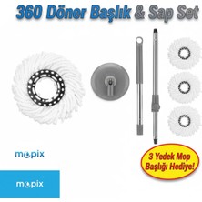 Premini Pratik 360 Döner Başlıklı Mop Sap Seti, Kolay Temizlik Için Ideal