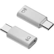 Alkar Ticaret Type C To Lightning Yuva Çevirici Yaka Mikrofonu ile Uyumlu Beyaz Otg Adaptör Otgyz