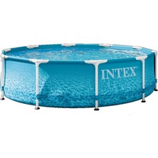 Welcomein Intex Okyanus Desenli Prefabrik Havuz 305X76 cm Yuvarlak Metal Çerçeveli Bahçe Havuzu