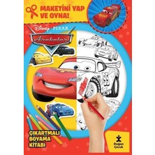 Alkar Ticaret Disney Arabalar Çıkartmalı Boyama Kitabı Maketini Yap ve Oyna