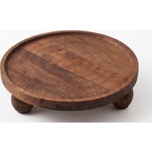 Ahşap Yuvarlak Sunum Standı Naturel (25 Cm)