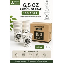  6,5 oz karton bardak 150 adet | sıcak & soğuk ıçecek uyumlu | tek kullanımlık dayanıklı kağıt bardak