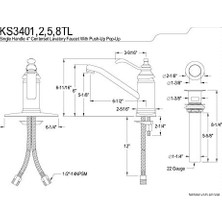 Alkar Ticaret Brass KS3401TL Templeton 4-Inç Single Handle Centerset Lavatory Musluk With Push Up Drain, Cilalı Krom By Kingston Brass