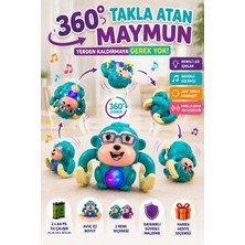 MİNGODAN Işıklı Müzikli Takla Atan Maymun Oyuncak 360° Dönen Hareketli Eğitici Çocuk Oyuncağı Engel Algılayan LED Işıklı (1 Adet) 13X10 cm