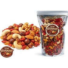 Yeni Harmancı Premium Çiğ Karışık Kuruyemiş 500 Gr. (Goji Berry, Çekirdeksiz Kuru üzüm,Çiğ badem, Çiğ fındık,Ceviz Içi,Kajufıstığı)