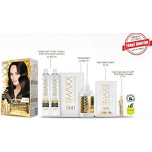 Alkar Ticaret Serisi 24K Altın Parçacıklı Serum ile 1 Kutu 2 x 50 ml ve Geliştiriciler Saç Boyası (Koyu Kahve 3.0)