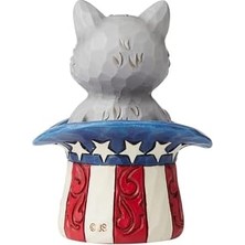 Dekor Delisi Enesco Jim Shore Heartwood Creek Patriotik Kedi Silindir, Minyatür Figür, 8,9 Cm, Çok Renkli