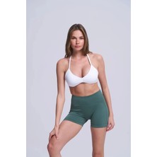 Halter Yaka Dikişsiz Sporcu Sütyeni Bralet Esnek Toparlayıcı Pilates Büstiyer Sütyen