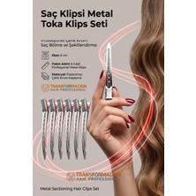 Transformacion Saç Klipsi Metal Toka Profesyonel 8 cm Metal Saç Klipsi 6'li Set - Çelik Krom Kaplama Kuaför Tipi Bölme ve Şekillendirme Tokası - Dayanıklı Berber Seksiyon Klipsi 721372
