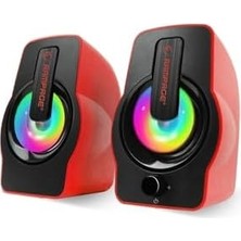 Ergün Collection Rms-G7 Falsetto 2.0 6 Watt Rgb Ledli Kırmızı Multimedia Gaming USB Speaker
