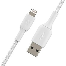 Ergün Collection Örgülü Lightning Kablosu (, Ipad, Airpods Için Boost Charge Lightning/usb Kablosu) Mfi Sertifikalı Şarj Cihazı, Örgülü Lightning Kablosu (2m, Beyaz)
