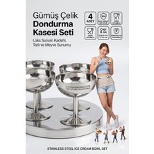 Transformacion Heidi Serisi 4’lü Paslanmaz Çelik Lüks Dondurma ve Sunum Kasesi Seti 7.5 cm 722887