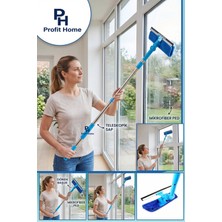 Premini Teleskopik Çekçek Cam Silme Aparatı Mikrofiber Oynar Başlıklı