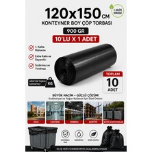 New City 120X150 cm 240 Litre Konteyner Boy Çöp Torbası 10 Adet Siyah Dayanıklı Endüstriyel Çöp Poşeti 10'lu 1 Rulo